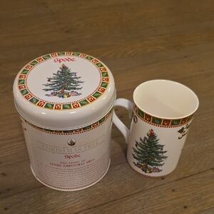 Spode Holiday Tree Mug & Tin Set " When I count my blessings, I count you twice"